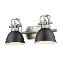 Golden 3602-BA2 PW-BLK - Yep by Golden Lighting Duncan 2-light Vanity in Pewter and Matte Black shade